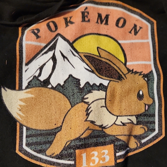 Pokemon Black Hoodie with Eevee and Mountain Design - Picture 3 of 3